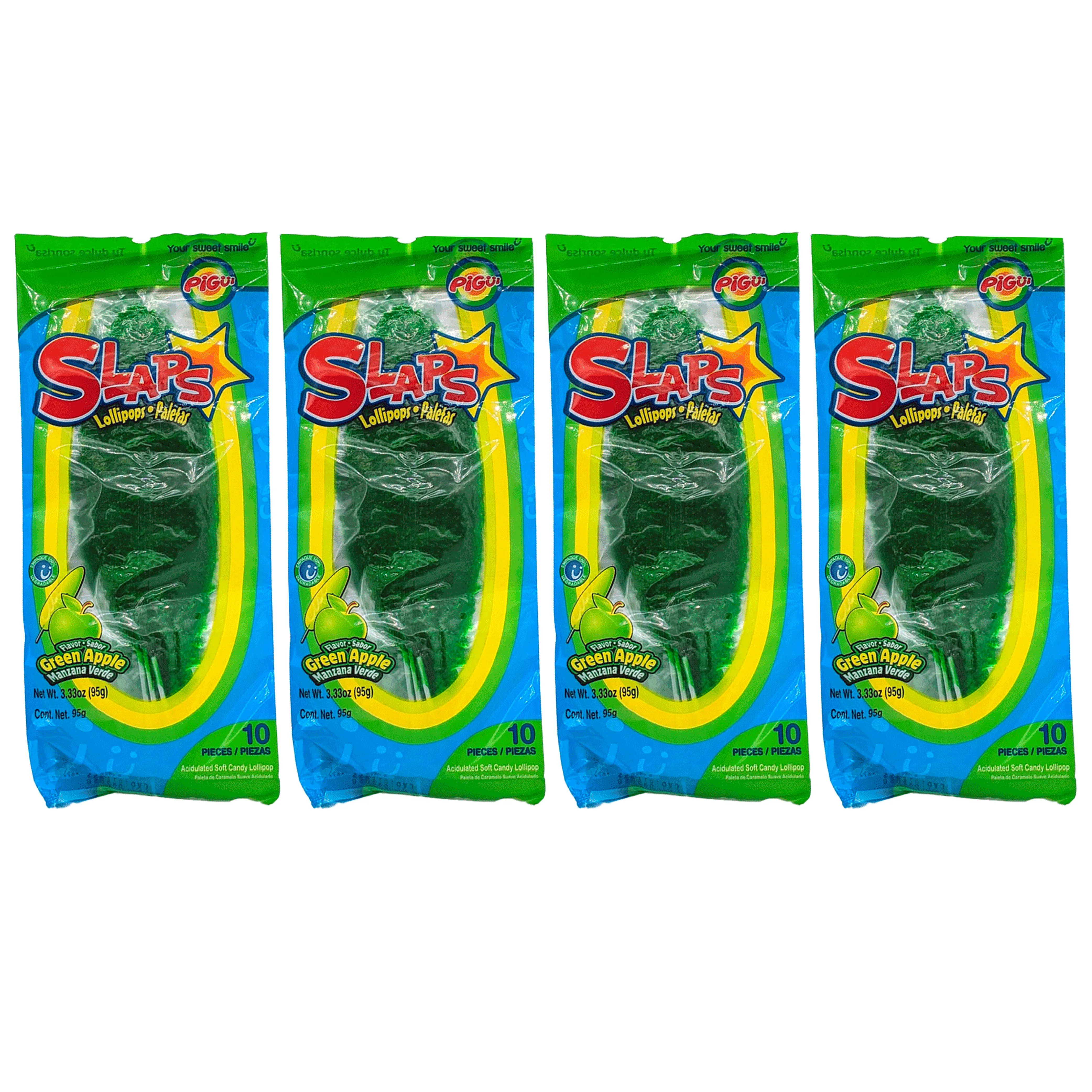 40 Pc Mexican Paletas Lollipops Slaps Green Apple Manzana Flavor Cachetadas Pops