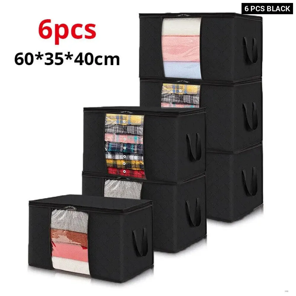 6 Piece Fabric Storage Bags for Organizing Bedroom