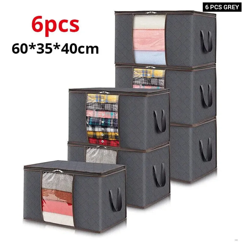 6 Piece Fabric Storage Bags for Organizing Bedroom