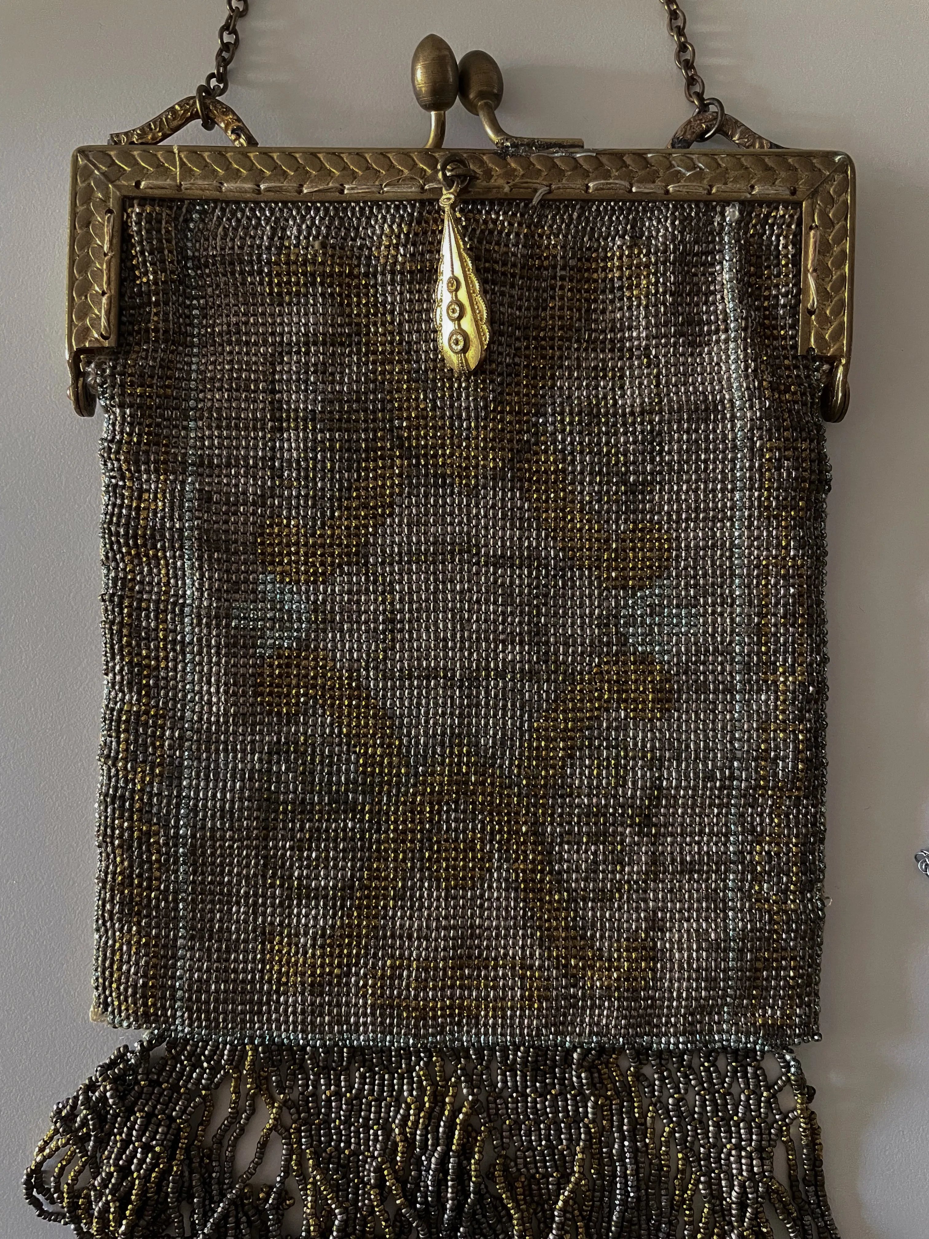 Antique Metal Beaded Evening Bag