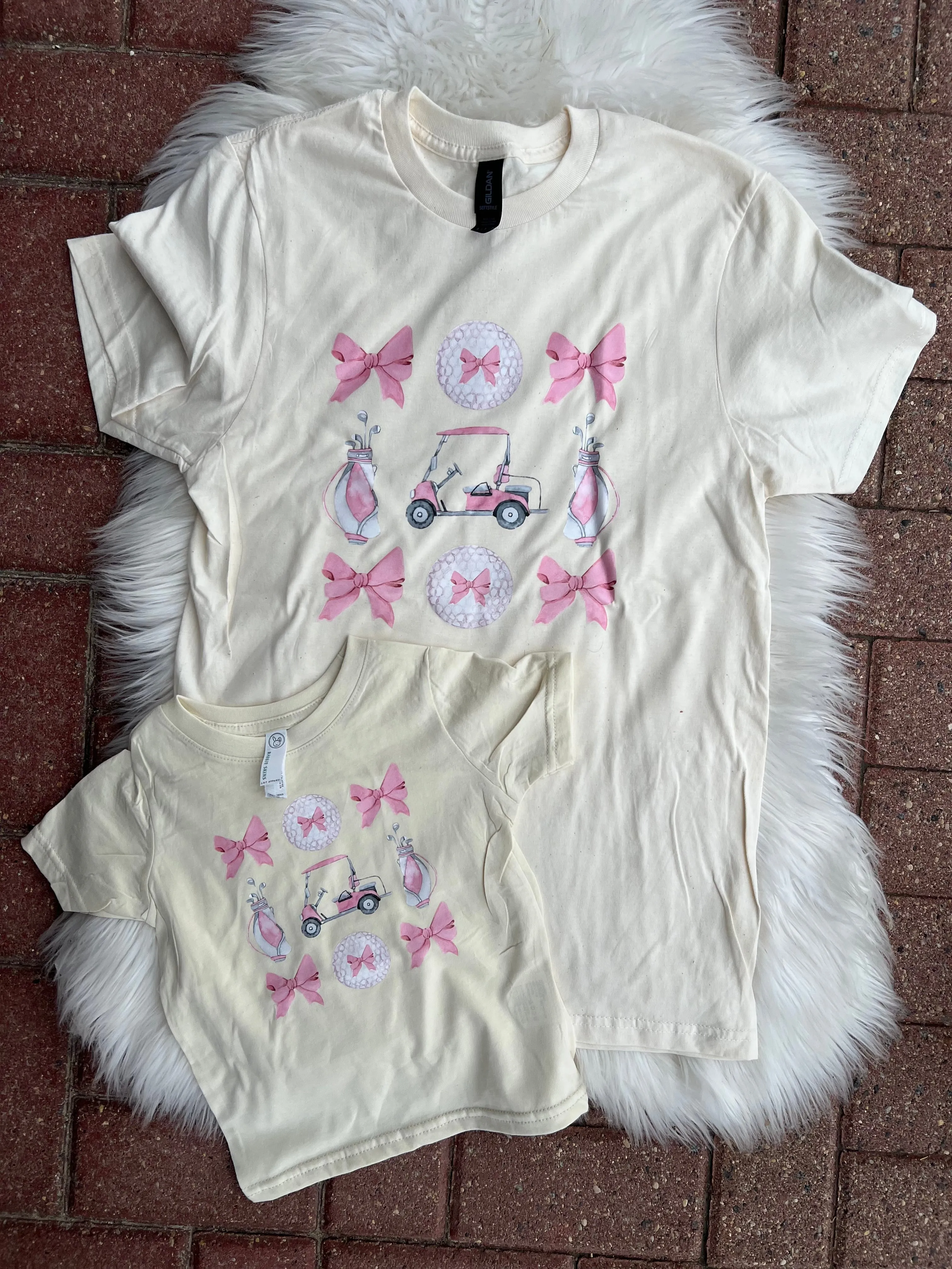 Golf Boujee Pink bow shirts Mom & Me - Kid Size