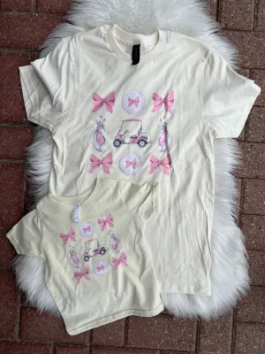 Golf Boujee Pink bow shirts Mom & Me - Kid Size