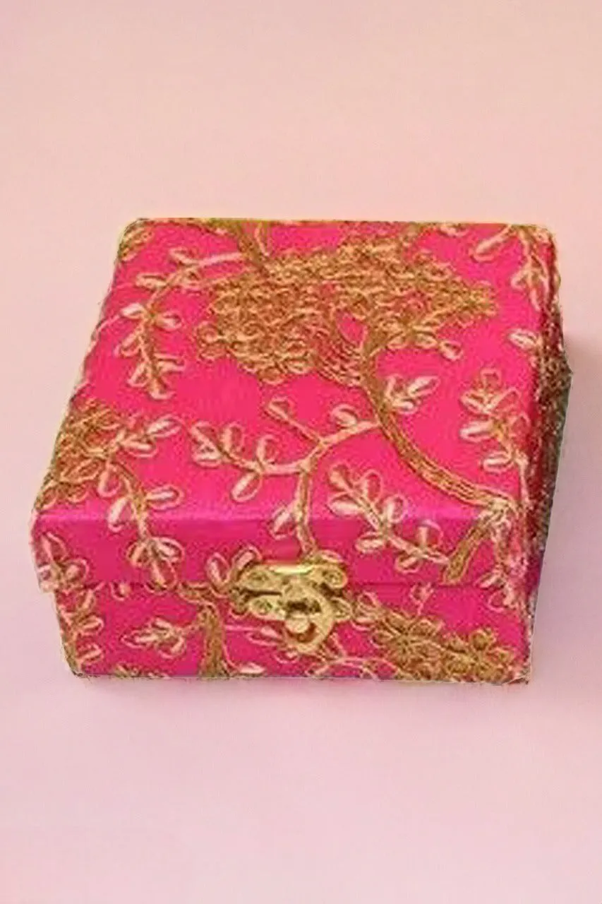 Handmade Embroidered Multicolor Shagun Box, Indian Wedding Gift Box, Wedding Favor Box In Small Size