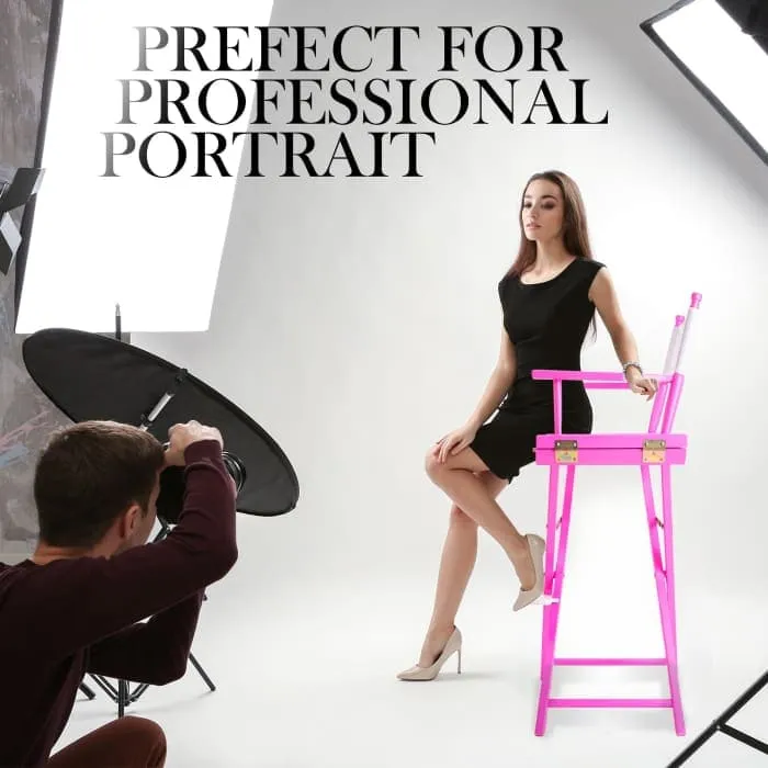 La Bella 2 Set Pink Folding Tall Chair Dark Humor Movie Director 75cm