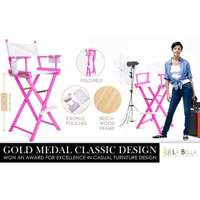 La Bella 2 Set Pink Folding Tall Chair Dark Humor Movie Director 75cm