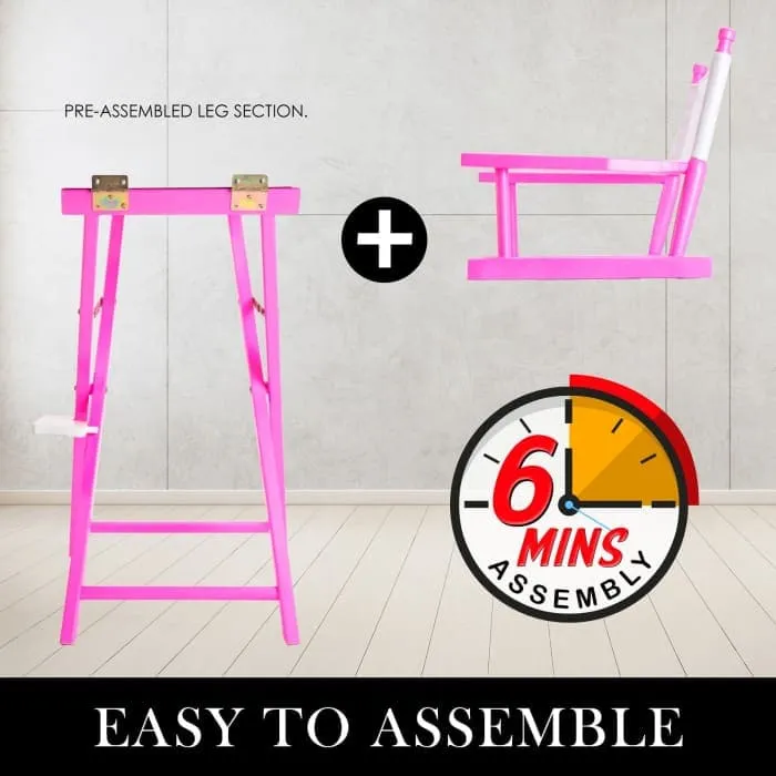 La Bella 2 Set Pink Folding Tall Chair Dark Humor Movie Director 75cm