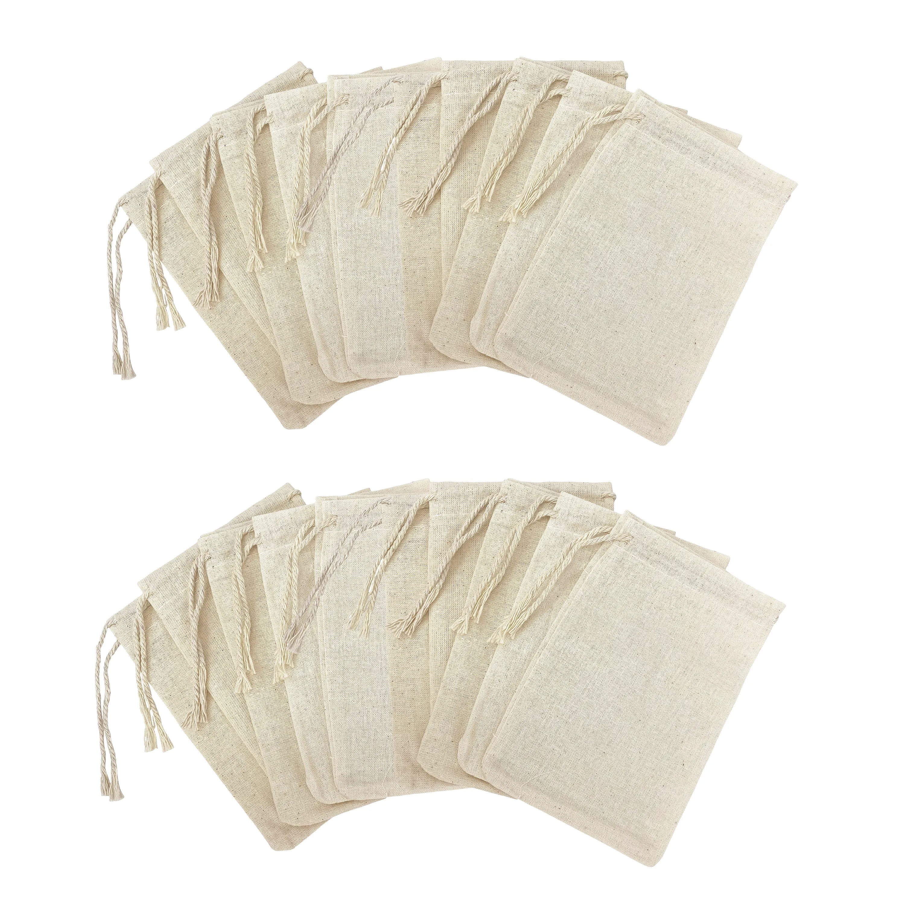 Mandala Crafts Cotton Muslin Bags with Drawstring - Natural Cotton Drawstring Bags - Unbleached Cloth Sachet Bags Empty Drawstring Pouch Set for Favor Gift