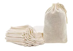Mandala Crafts Cotton Muslin Bags with Drawstring - Natural Cotton Drawstring Bags - Unbleached Cloth Sachet Bags Empty Drawstring Pouch Set for Favor Gift