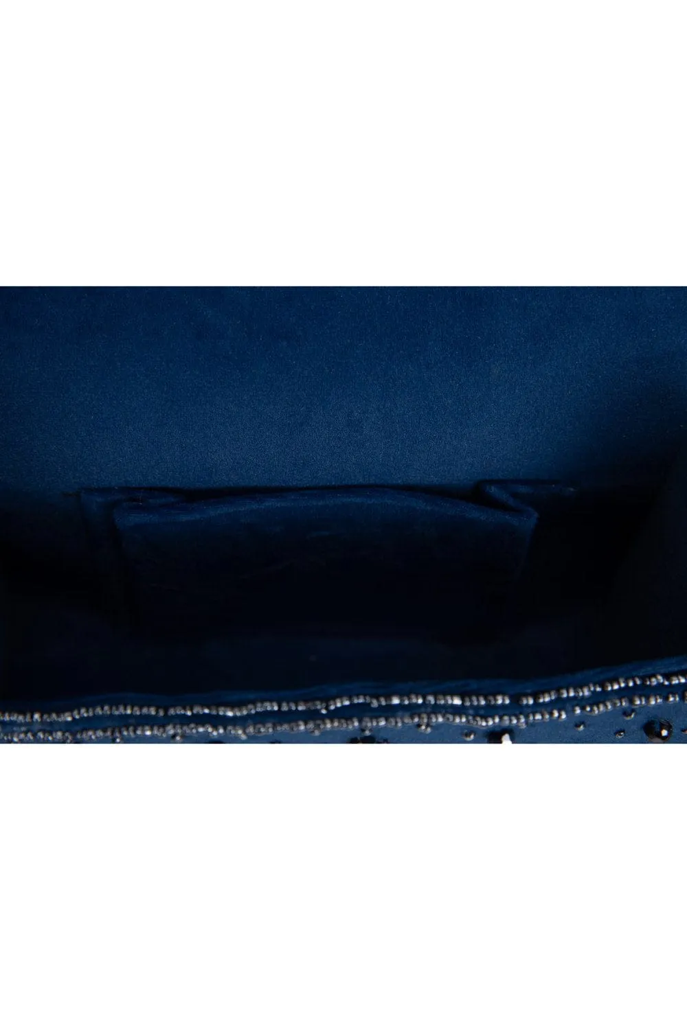 Navy Blue Beaded Party Handbag With Elegant Design