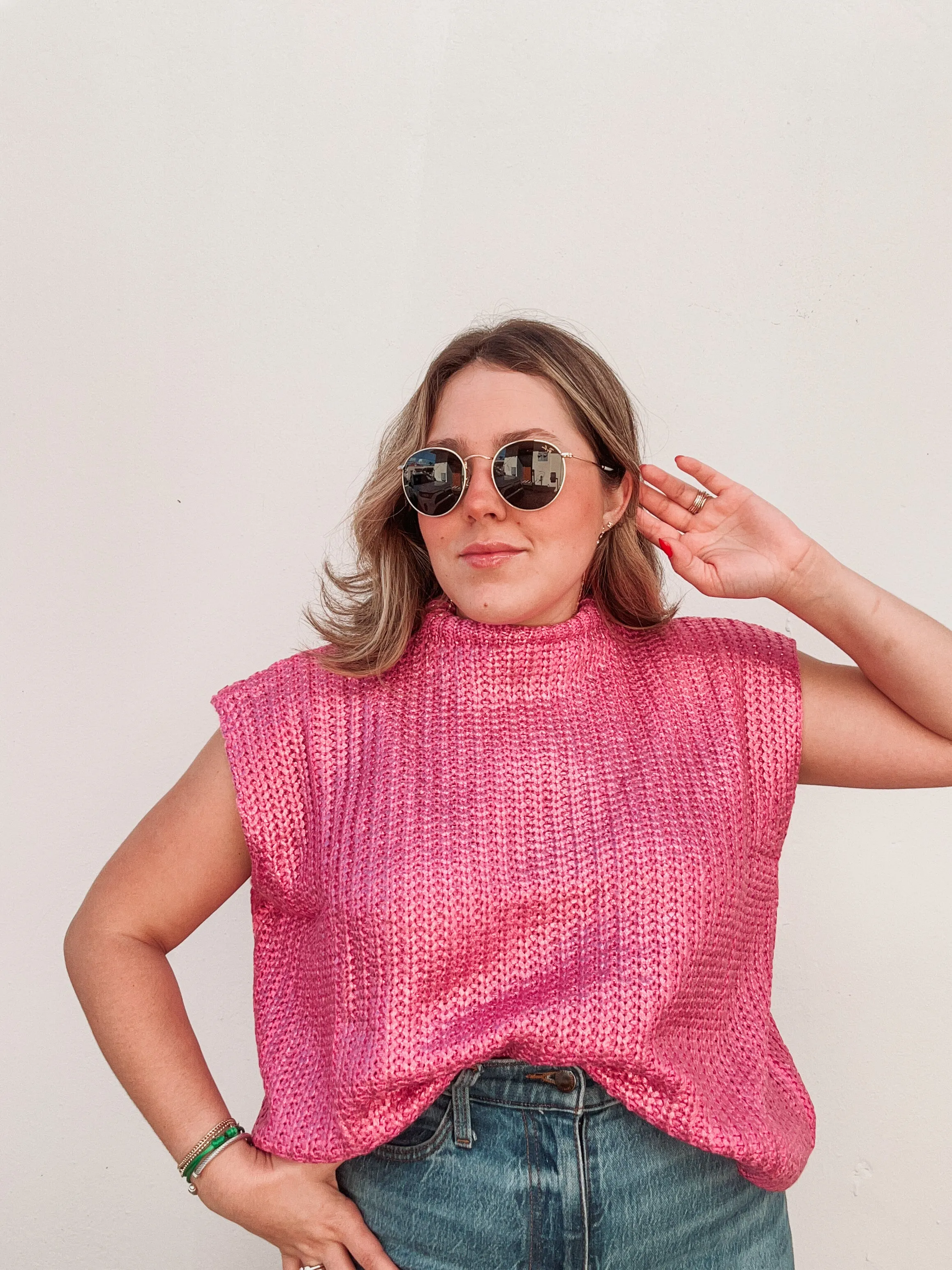 PRE ORDER: Cotton Candy Pink Metallic Knit Top