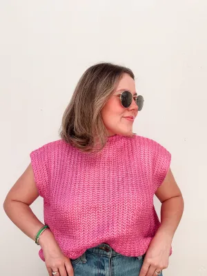 PRE ORDER: Cotton Candy Pink Metallic Knit Top