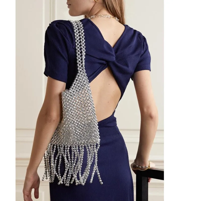 Silver star seed Beaded Bag