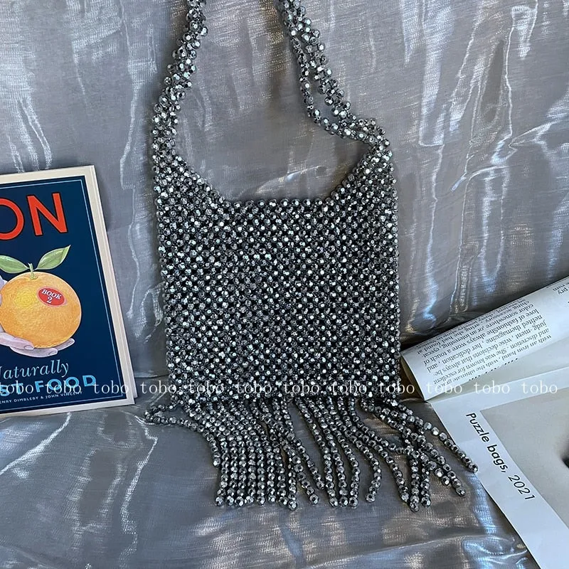 Silver star seed Beaded Bag