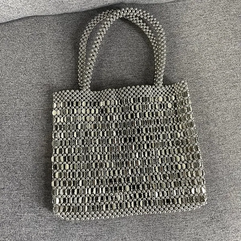Silver star seed Beaded Bag
