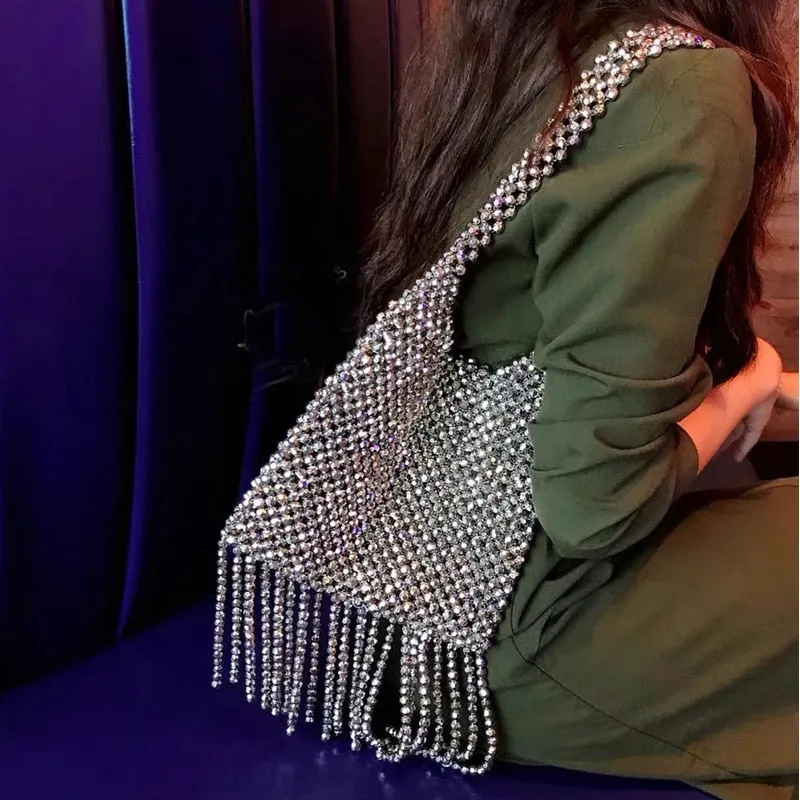Silver star seed Beaded Bag