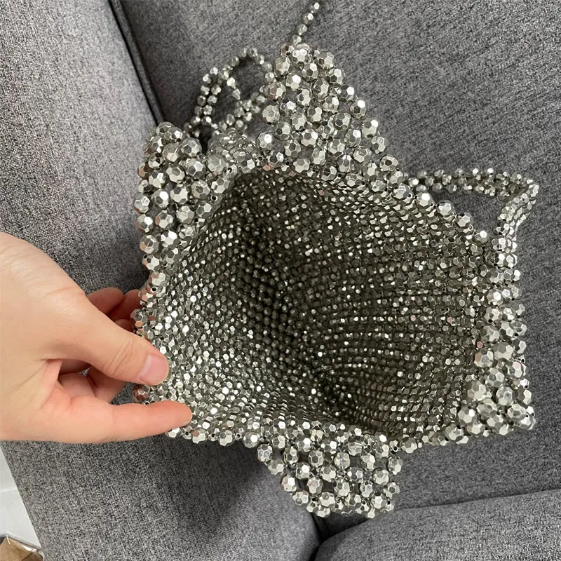 Silver star seed Beaded Bag