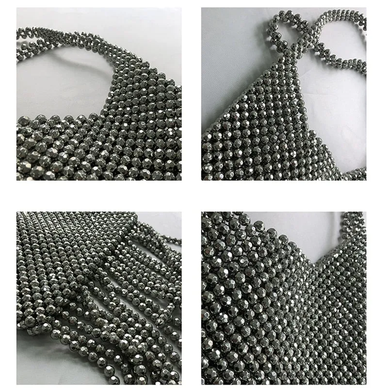 Silver star seed Beaded Bag