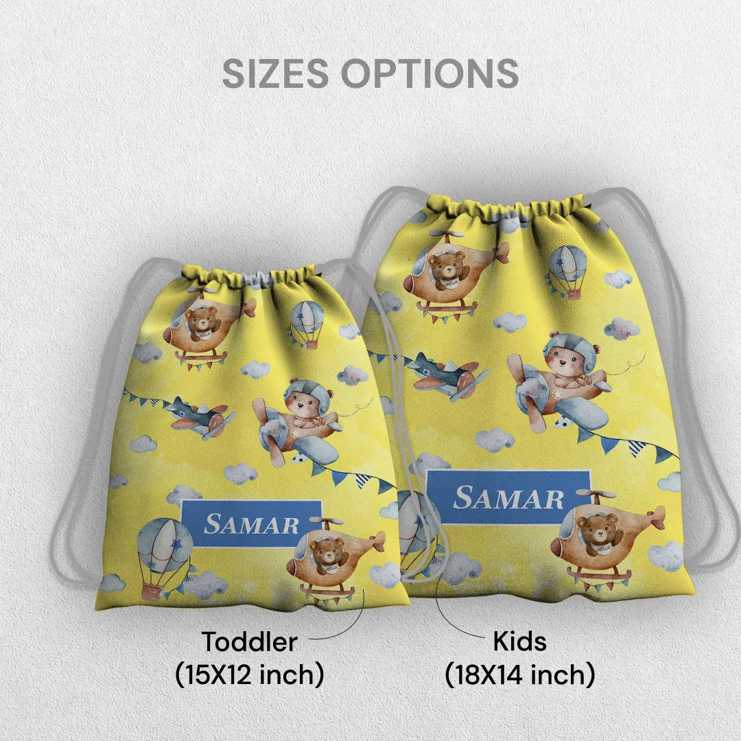 Teddy's Flight Drawstring Bag (kids)