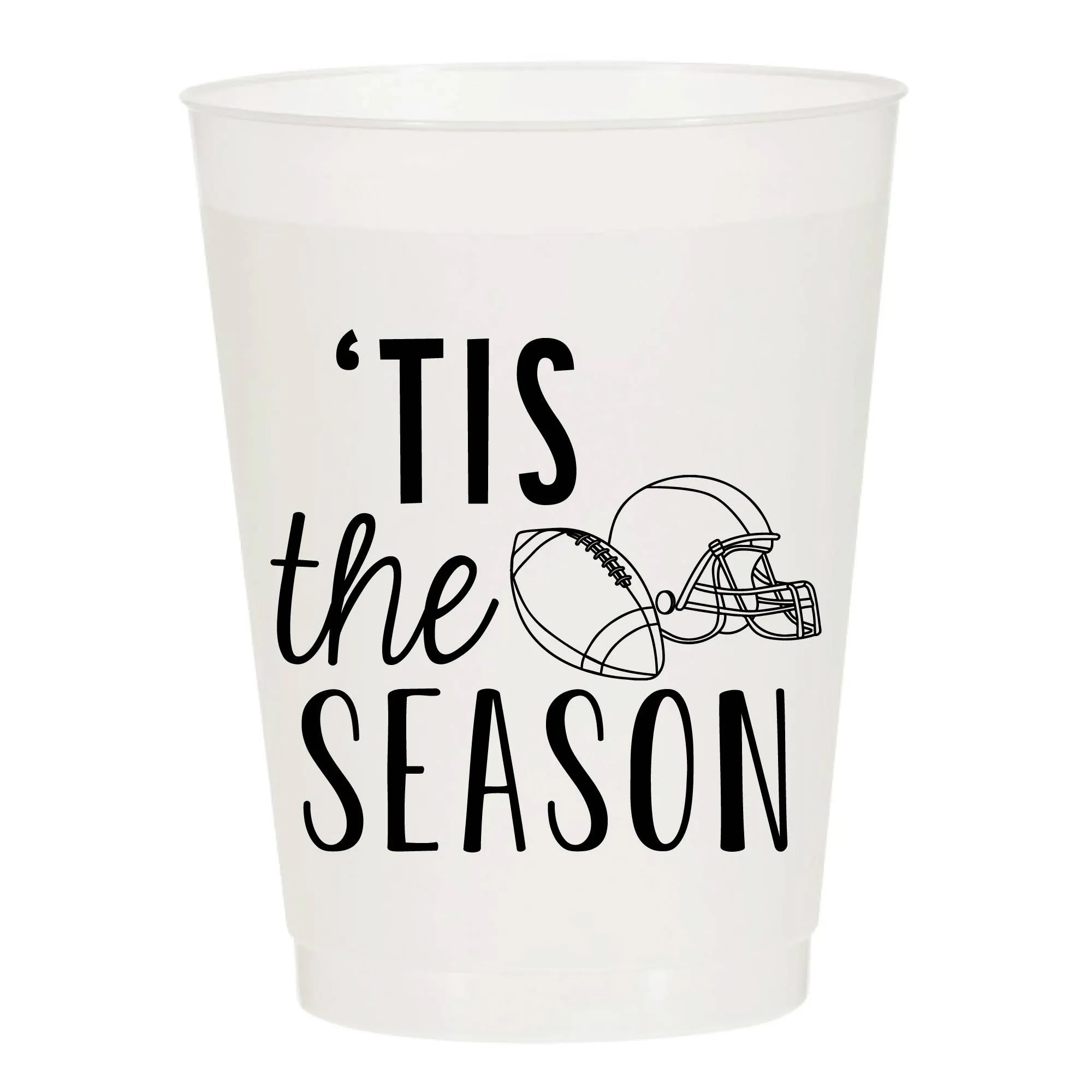 Tis The Season Football Tailgate Frosted Cups- Sports: Pack of 6