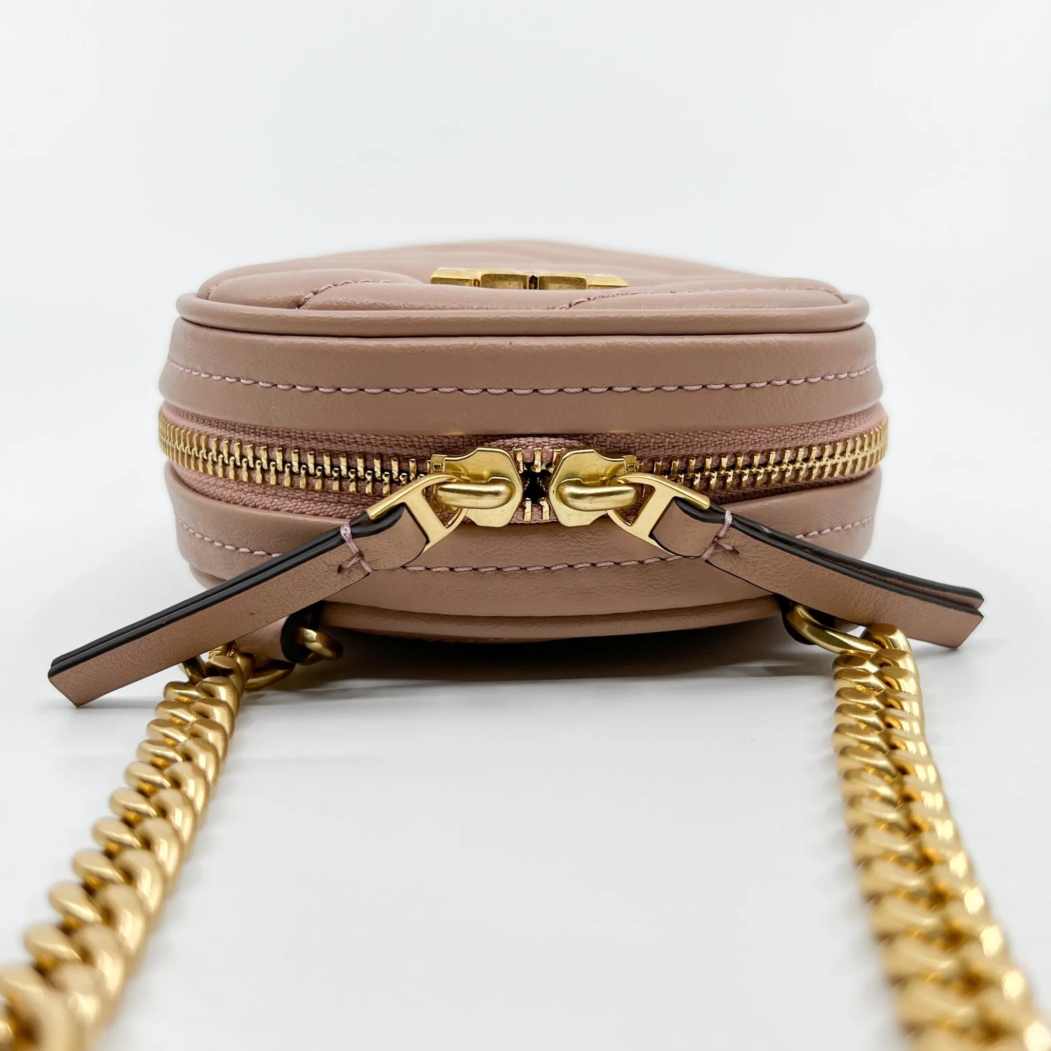 Tory Burch Rose Gold Leather Kira Chevron Quilted Crossbody Bag