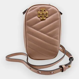 Tory Burch Rose Gold Leather Kira Chevron Quilted Crossbody Bag
