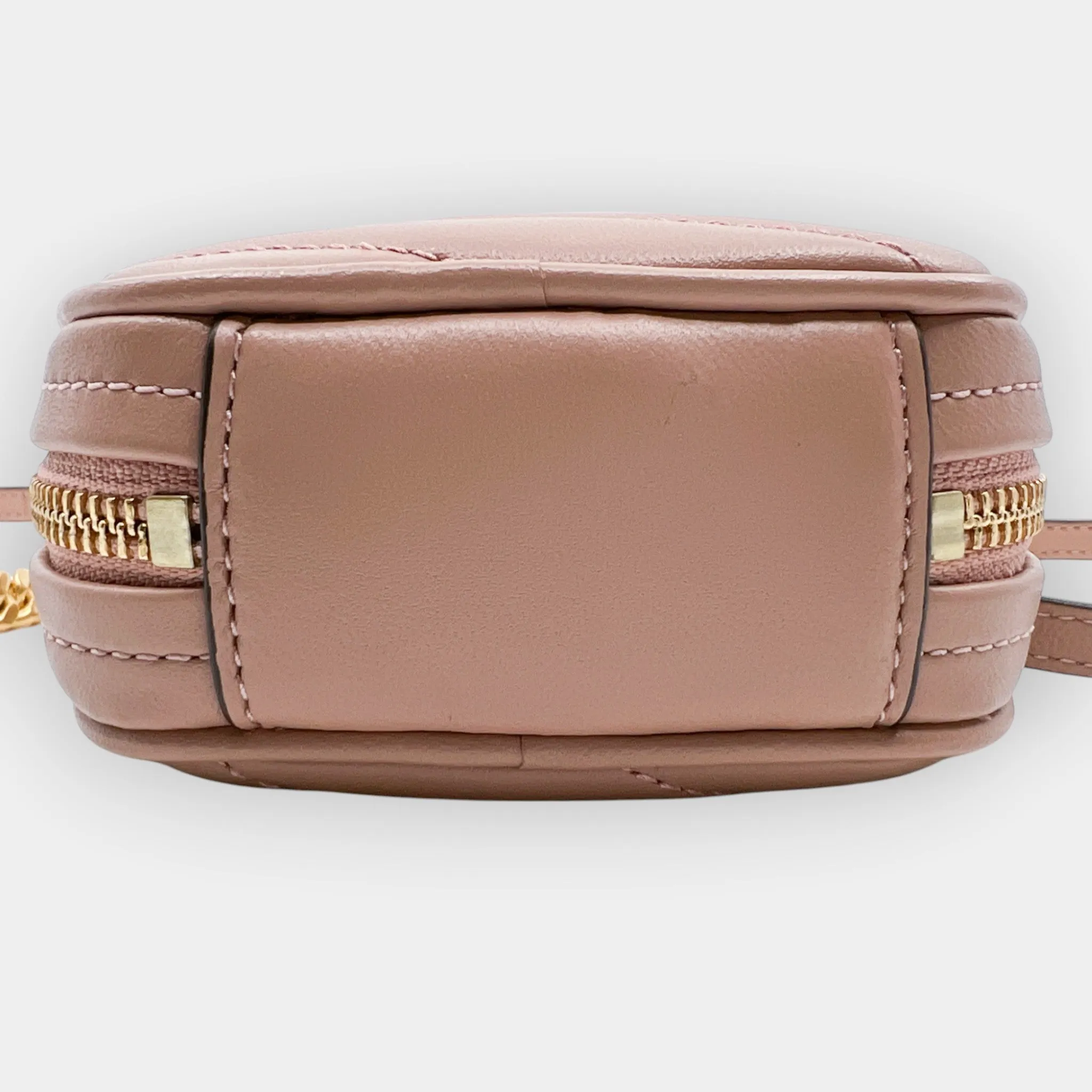 Tory Burch Rose Gold Leather Kira Chevron Quilted Crossbody Bag